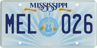 MS license plate MEL026