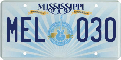 MS license plate MEL030