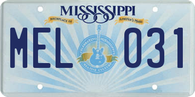 MS license plate MEL031