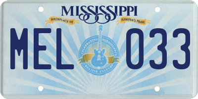 MS license plate MEL033