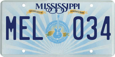 MS license plate MEL034
