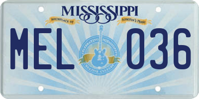 MS license plate MEL036