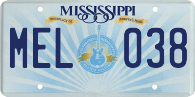 MS license plate MEL038