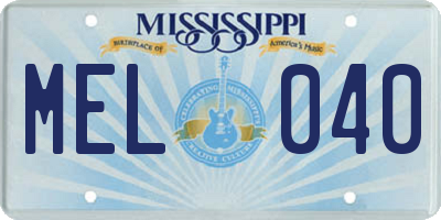 MS license plate MEL040