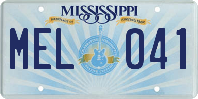 MS license plate MEL041