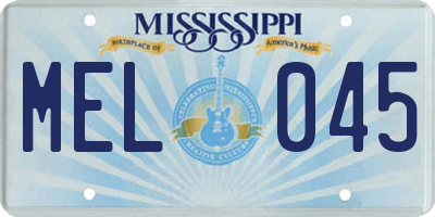 MS license plate MEL045