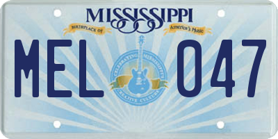 MS license plate MEL047