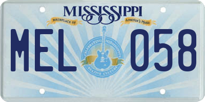 MS license plate MEL058
