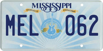 MS license plate MEL062