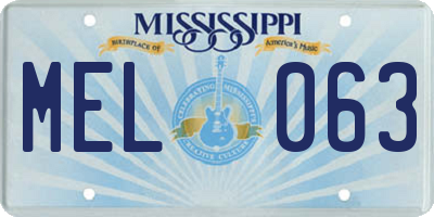 MS license plate MEL063