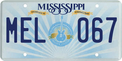 MS license plate MEL067