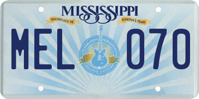 MS license plate MEL070