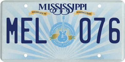 MS license plate MEL076