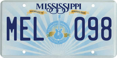 MS license plate MEL098