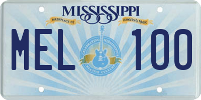 MS license plate MEL100