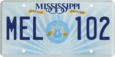 MS license plate MEL102