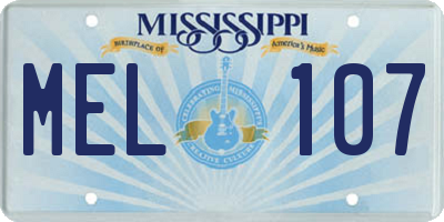 MS license plate MEL107