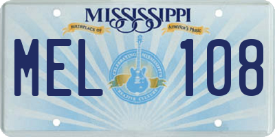 MS license plate MEL108