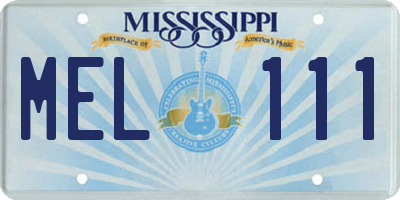 MS license plate MEL111
