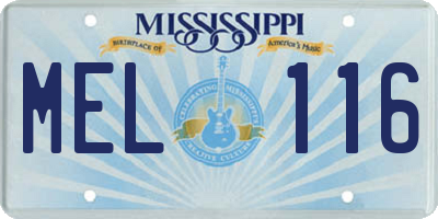 MS license plate MEL116