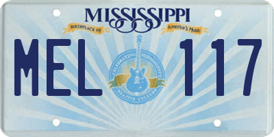MS license plate MEL117