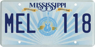 MS license plate MEL118