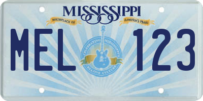 MS license plate MEL123