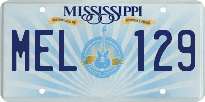 MS license plate MEL129