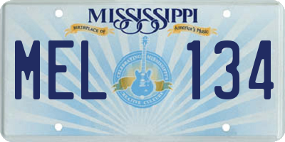 MS license plate MEL134