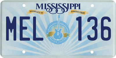 MS license plate MEL136