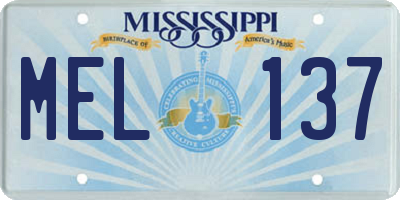 MS license plate MEL137