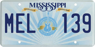 MS license plate MEL139