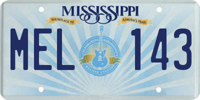 MS license plate MEL143