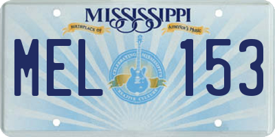 MS license plate MEL153