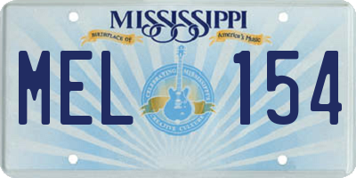 MS license plate MEL154