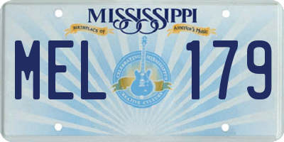 MS license plate MEL179