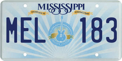 MS license plate MEL183
