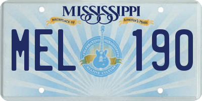 MS license plate MEL190