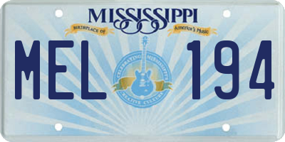 MS license plate MEL194
