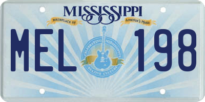 MS license plate MEL198