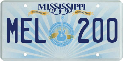 MS license plate MEL200