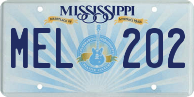 MS license plate MEL202