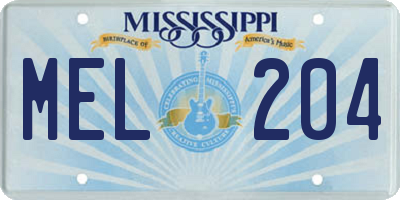 MS license plate MEL204