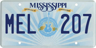 MS license plate MEL207