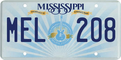 MS license plate MEL208