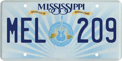 MS license plate MEL209