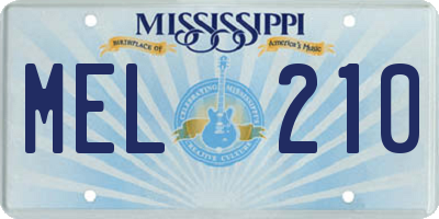 MS license plate MEL210
