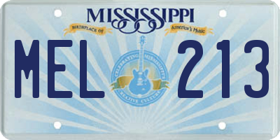 MS license plate MEL213