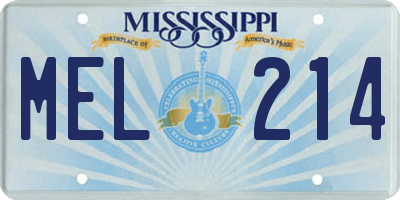 MS license plate MEL214