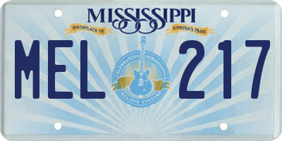 MS license plate MEL217
